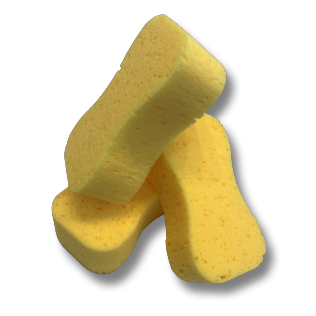 MAUS - autospons geel - 3 stuks - 22x11x7 cm - spons voor autowassen.