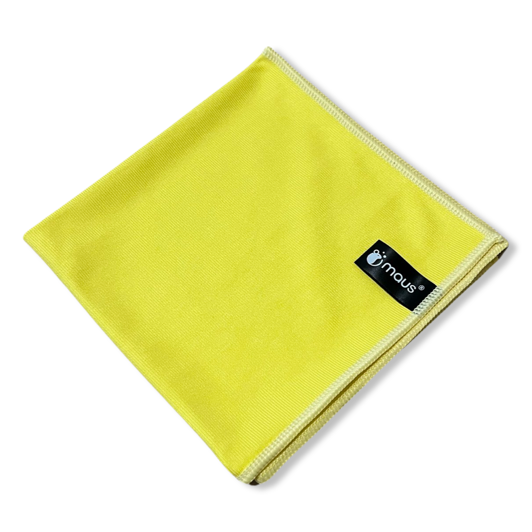 MAUS glas microvezeldoekjes geel 10 stuks - RVS doeken - 40x40cm