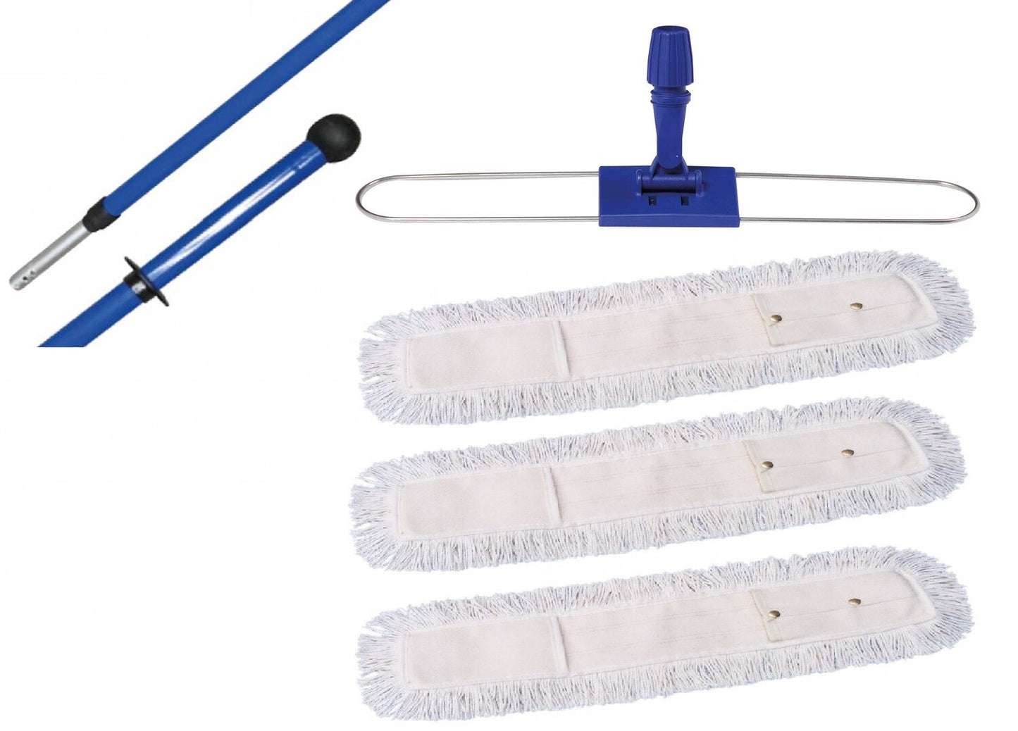 MAUS Zwabber set professioneel 60 centimeter inclusief 3 zwabberhoezen - Droog stofvrij maken van vloeren