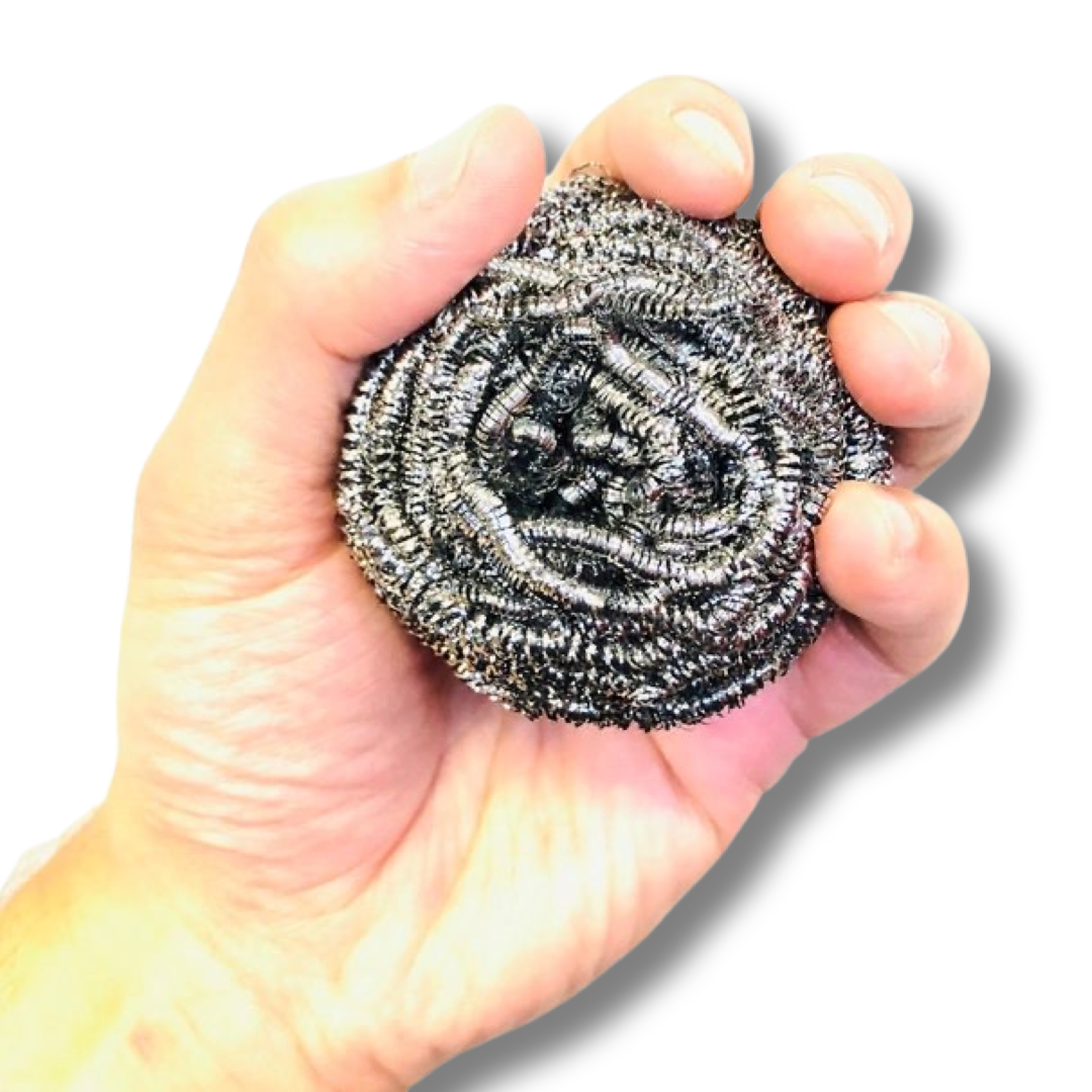 MAUS 10 stuks RVS schuurspons pannenspons metaal 40 gram - klein formaat schuursponsjes maat M