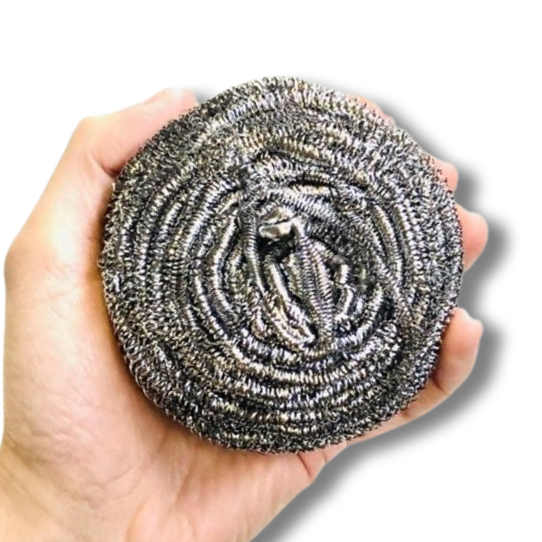 MAUS 10 stuks RVS schuurspons pannenspons metaal 80 gram - extra groot formaat schuursponsjes maat XL