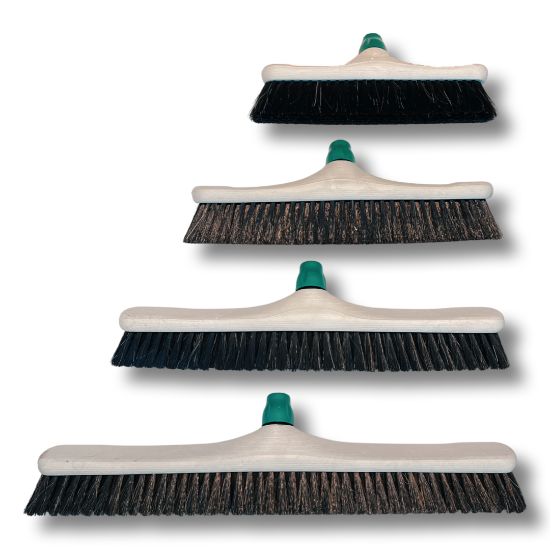 MAUS bezem binnen 40cm - zachte paardenhaar zaalveger met steel 150cm - gerecycled - made in EU - zeer robuust