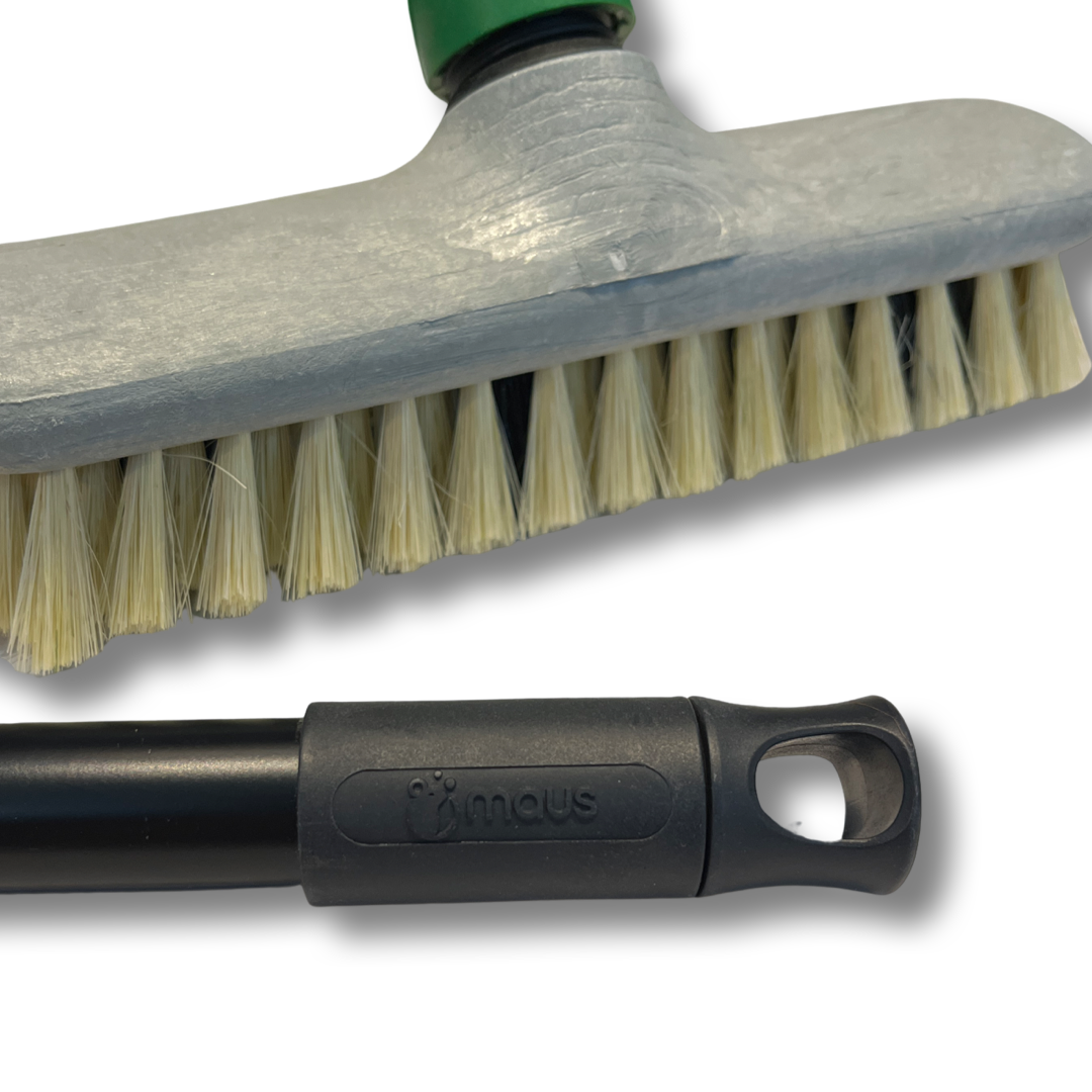 MAUS ankerborstel met steel - zachte schrobborstel 25 cm. - natuurlijke vezels - schrobber met steel