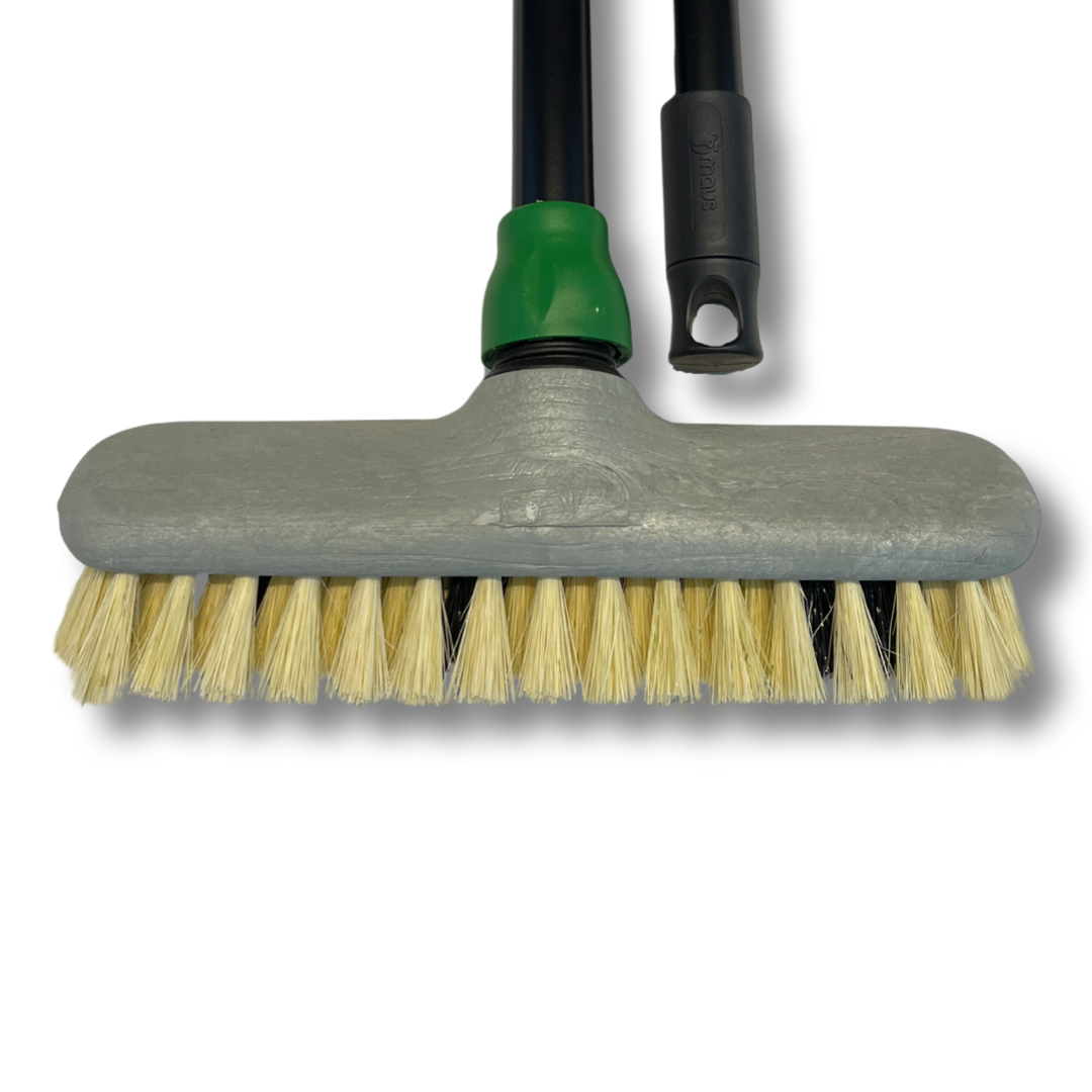 MAUS ankerborstel met steel - zachte schrobborstel 25 cm. - natuurlijke vezels - schrobber met steel