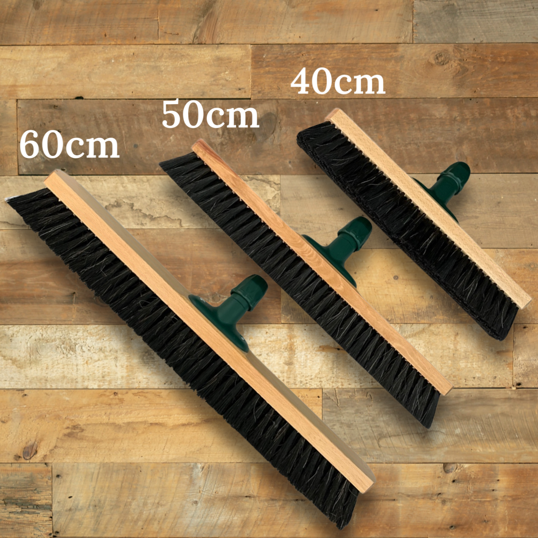 MAUS Classic bezem binnen 40cm - zachte paardenhaar zaalveger van hout met steel - made in EU -zeer robuust