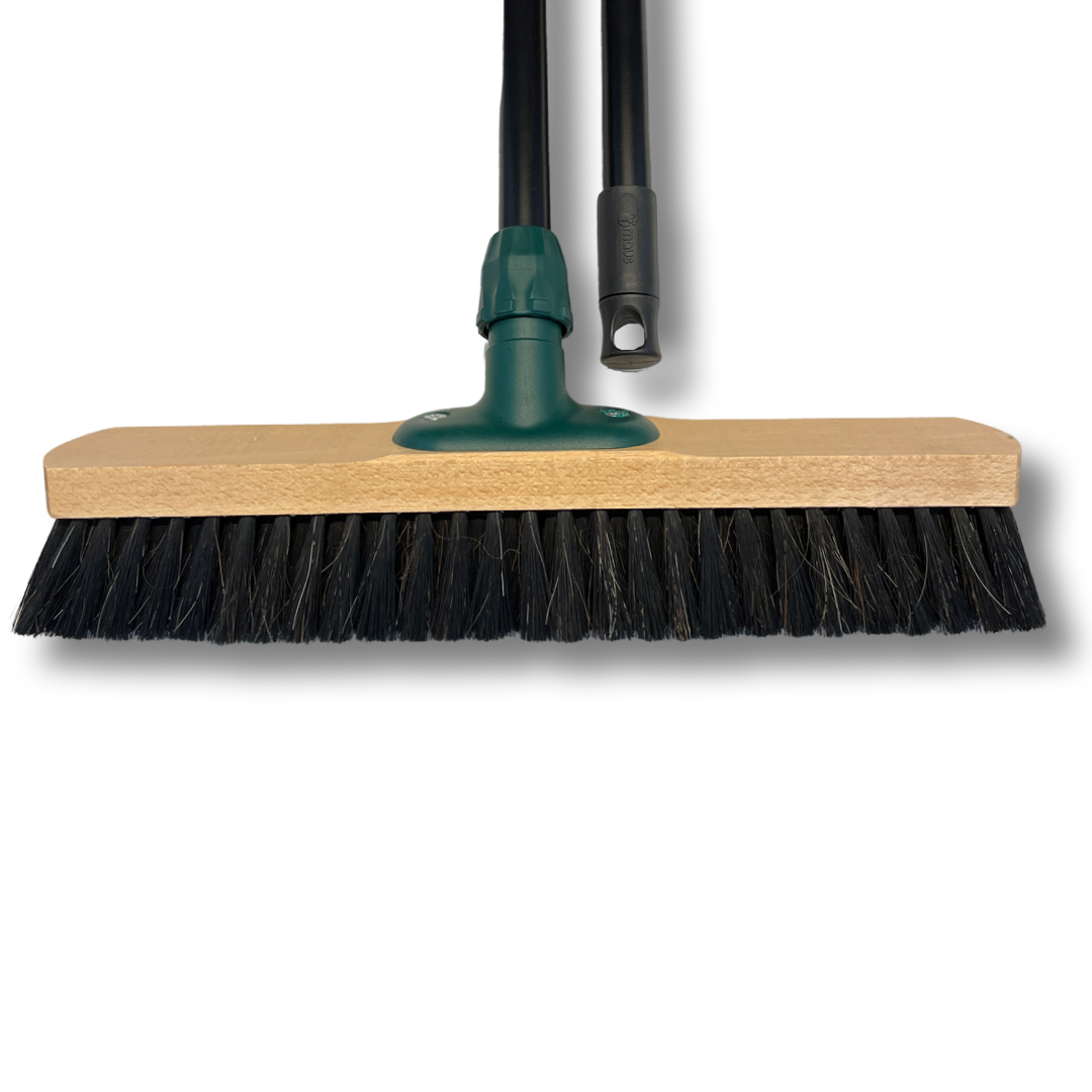 MAUS Classic bezem binnen 40cm - zachte paardenhaar zaalveger van hout met steel - made in EU -zeer robuust