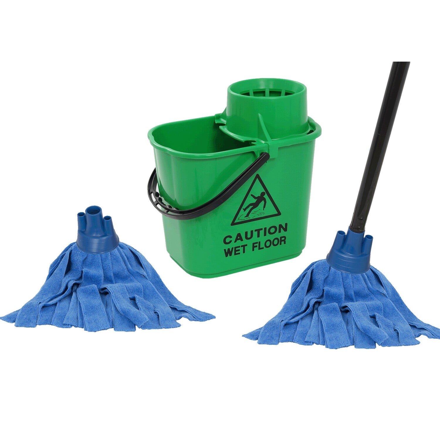 MAUS dweil mopset - 15 liter groen - 2 microvezel dweilen - Reinig duurzaam