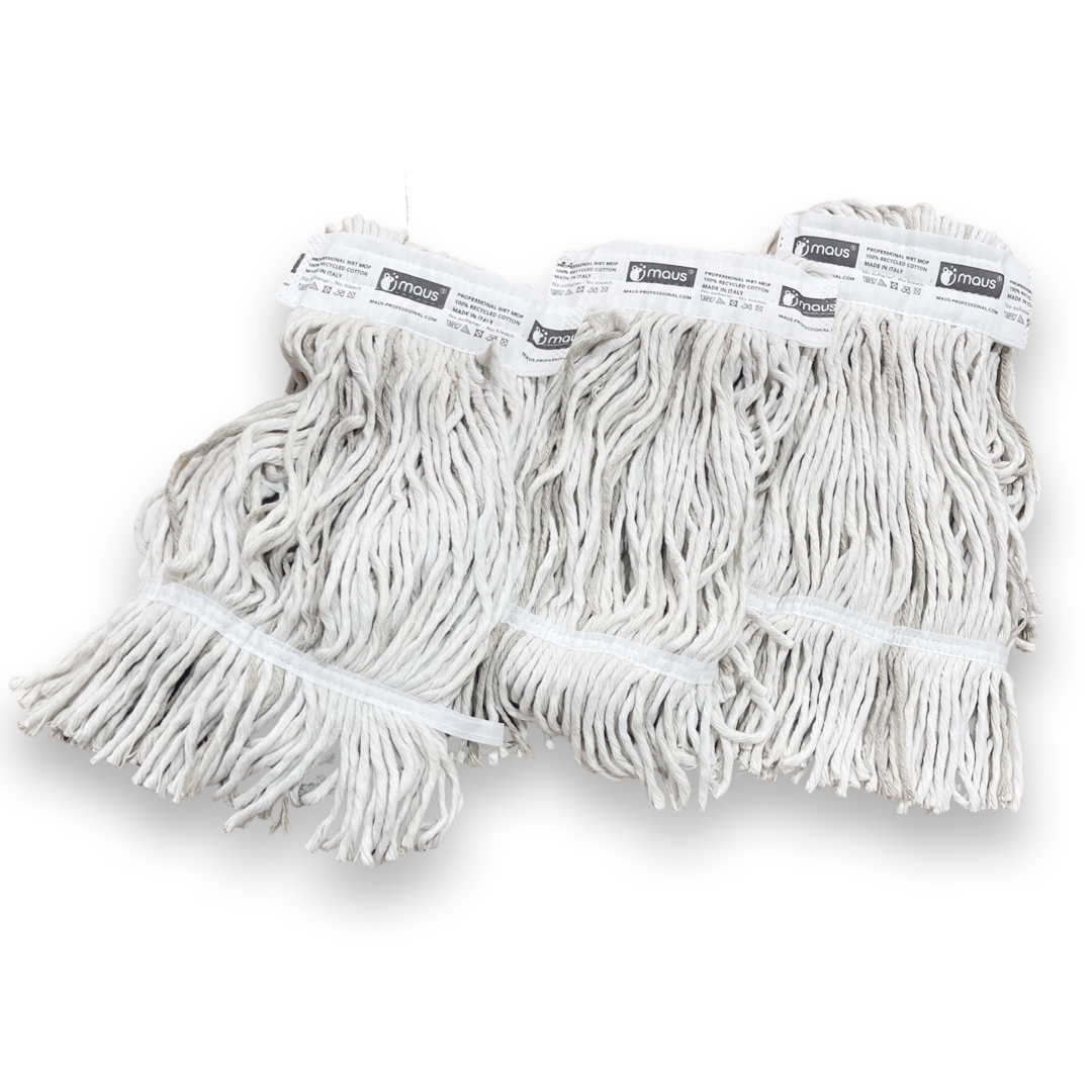 MAUS dweil set compleet - aluminium dweilstok - 3 recycled moppen - Lichtgewicht set professional