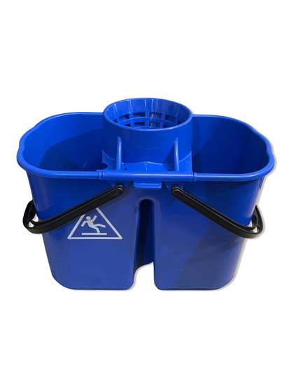 MAUS Mop-System Blau - Doppelter 14-Liter-Eimer inklusive 3 spanischer Mopps und Stiel