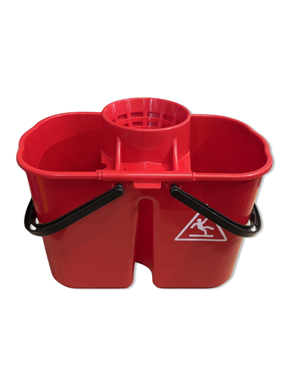 MAUS Wischmop-System rot - Doppelter 14-Liter-Eimer inklusive 3 spanischer Mopps und Stiel