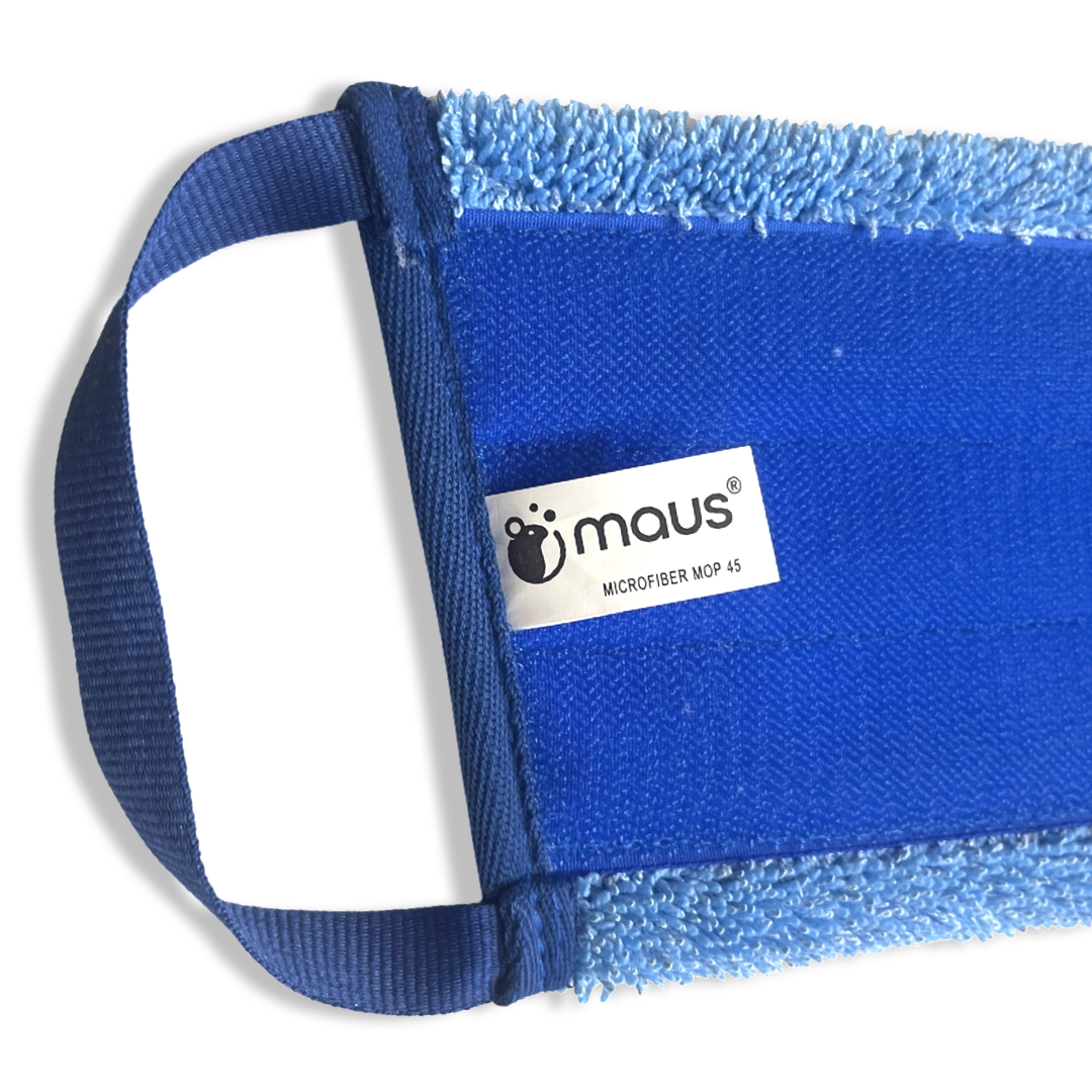 MAUS vlakmop velcro dweil 45 cm microvezel blauw
