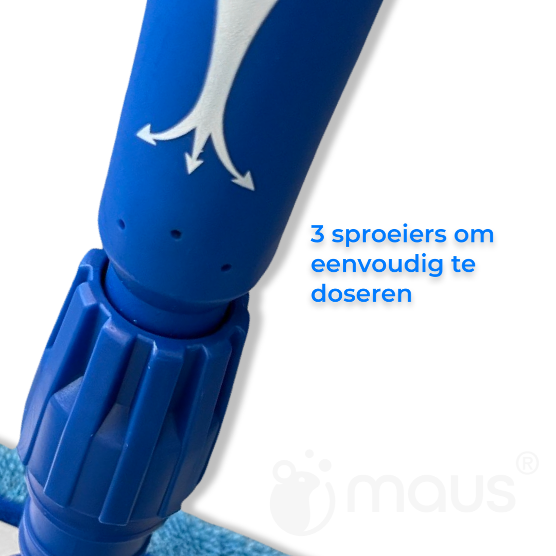 MAUS Vlakmop set 40cm met Spraysteel - Dweil met Velcro Bevestiging - 3 Microvezel Moppen