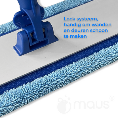 MAUS Flachmopp-Set 40cm mit Sprühstiel - Wischmopp mit Klettverschluss - 3 Mikrofasermopps