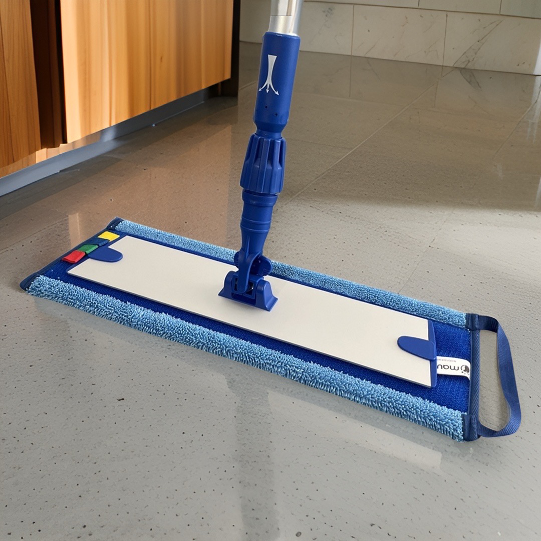 MAUS Vlakmop set 40cm met Spraysteel - Dweil met Velcro Bevestiging - 3 Microvezel Moppen