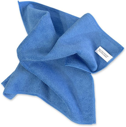 Close-up van de structuur van de blauwe microvezeldoek