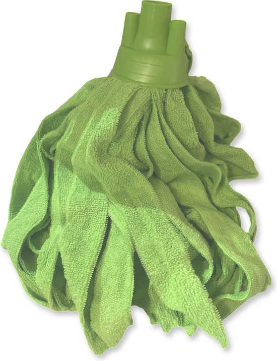 Groene microvezel mopkop met kunststof schroefbevestiging