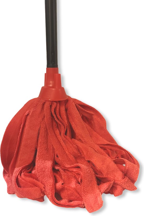 MAUS Spaanse mop met rode microvezel dweilkop en zwarte steel