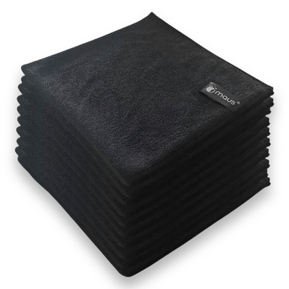 MAUS 10-pack microfibre cloths black 40x40cm.