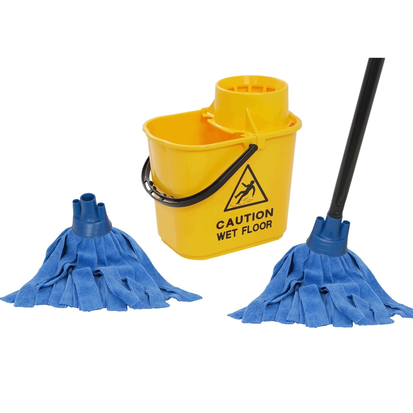 MAUS dweil mopset - 15 liter geel - 2 microvezel dweilen - Reinig duurzaam