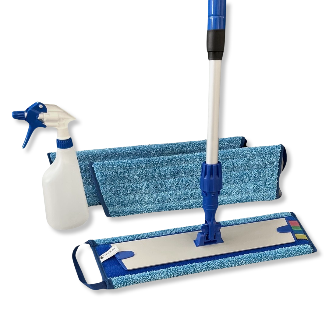 MAUS vloerwisser set professional 40cm - Compleet 3 vloermoppen vlakmophouder steel en sprayflacon