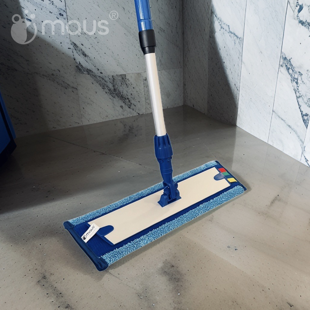 MAUS vloerwisser set professional 40cm - Compleet 3 vloermoppen vlakmophouder steel en sprayflacon
