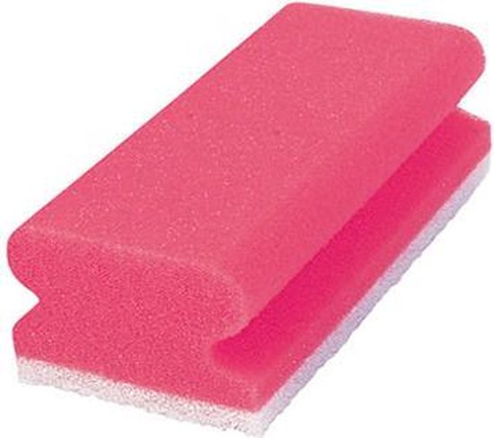 MAUS schuurspons met greep rood/roze, grootverpakking 100 stuks